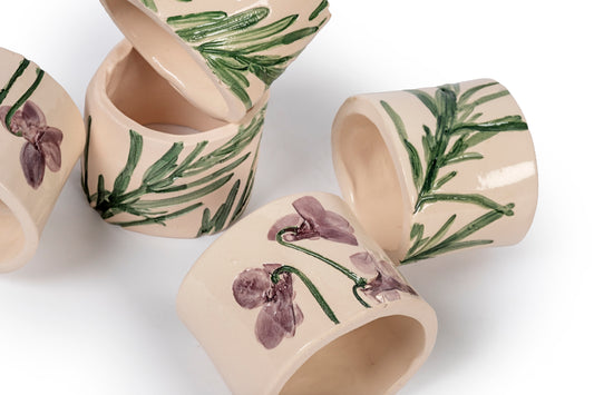 Set portatovaglioli botanici (6 pezzi)