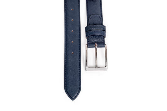 Cintura uomo in vitello martellato blu
