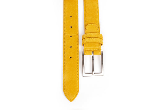Cintura uomo in scamosciato giallo