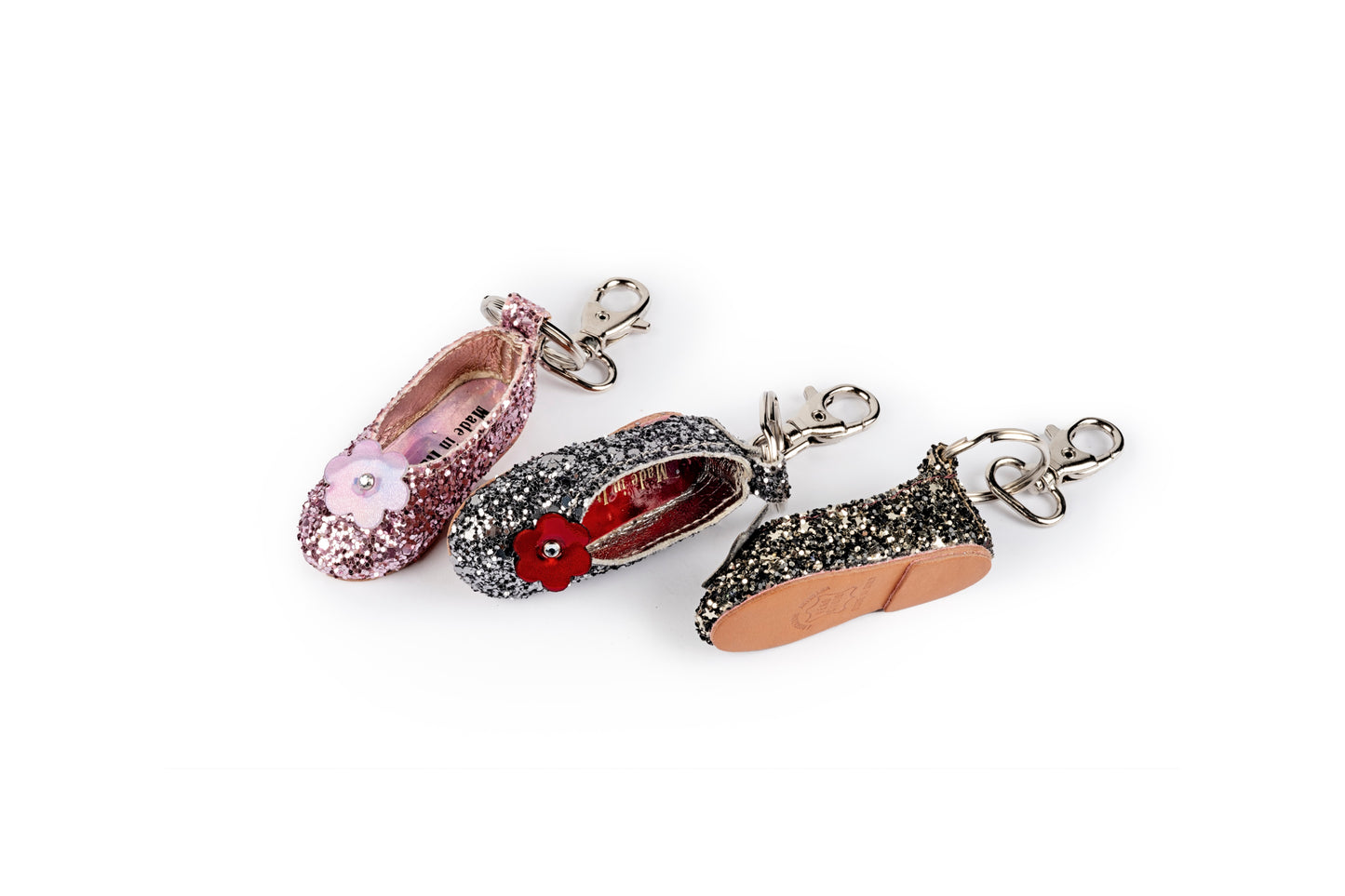 Pink glitter ballerina keychain