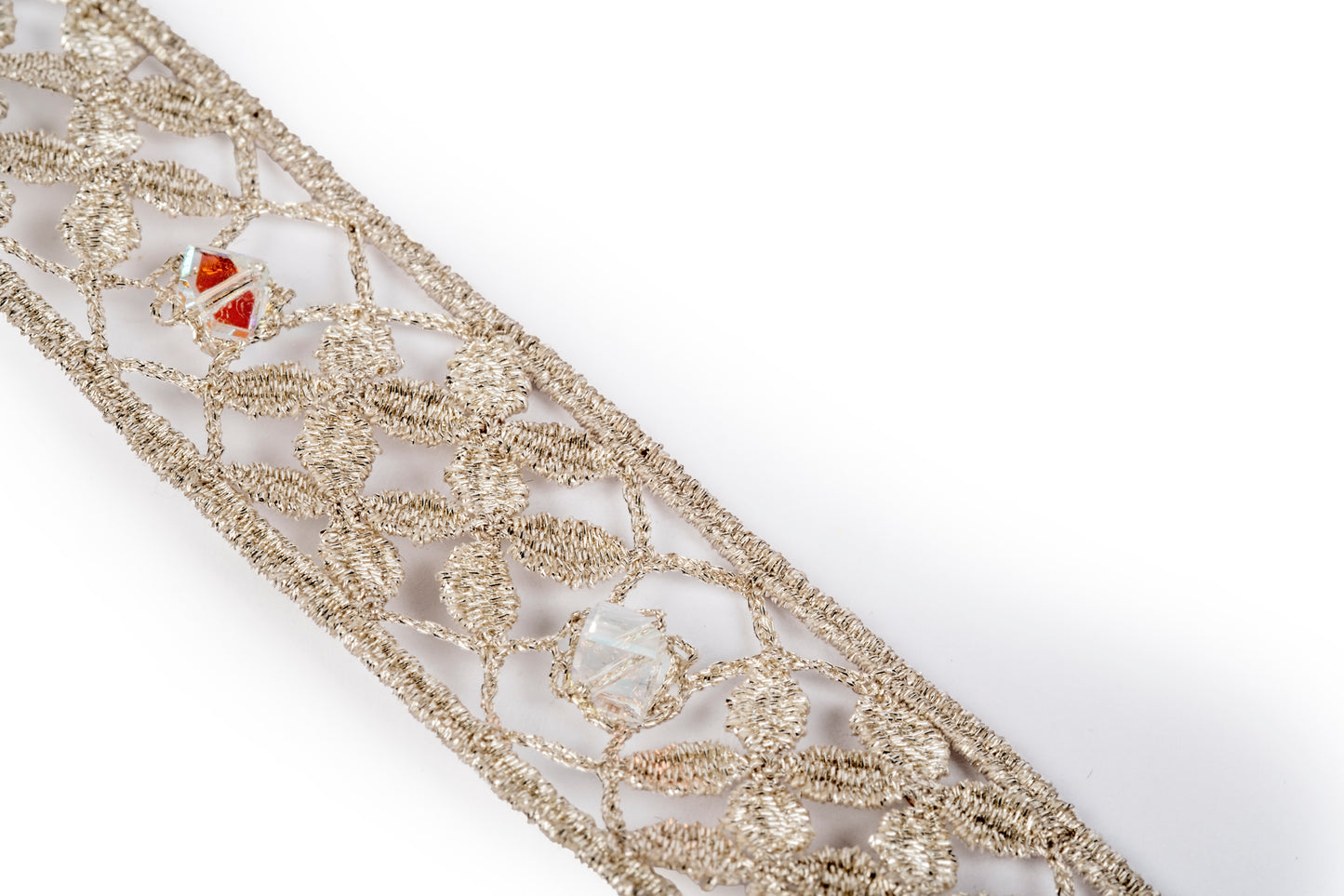 Silver-colored bobbin lace bracelet