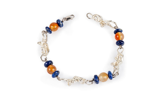 Bracciale argento, corniole e lapislazzuli