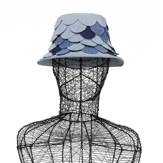 Bucket in denim chiaro con squame KOI COLLECTION