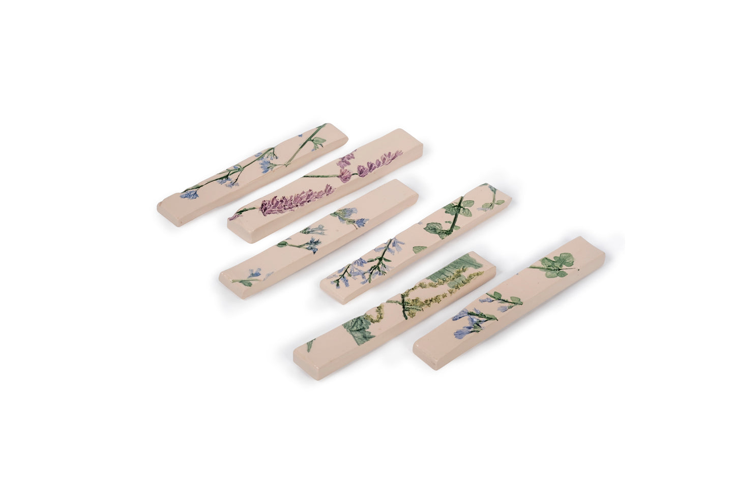 Botanical cutlery rests or place card holders (6 pieces)
