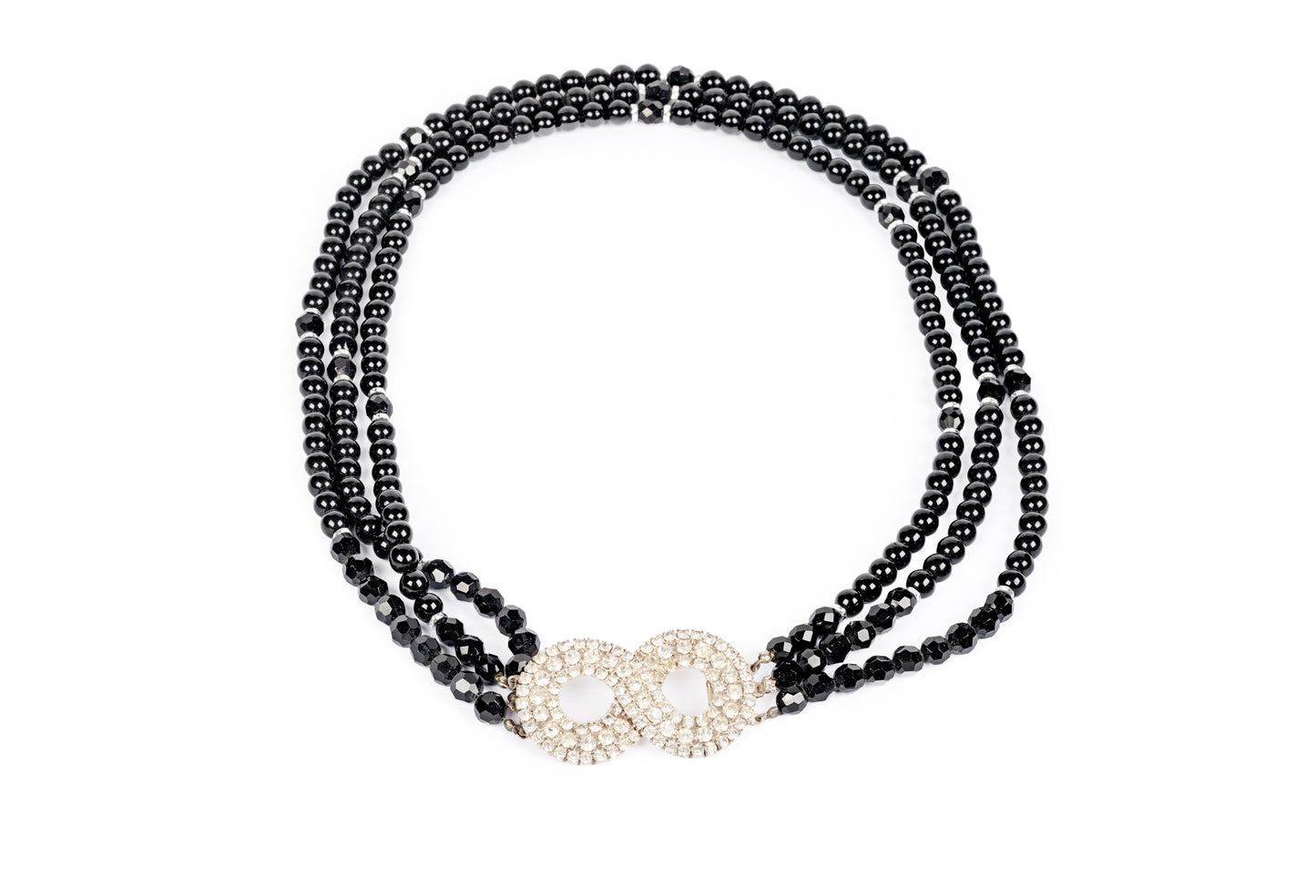 Collana tre fili con centrale cristalli