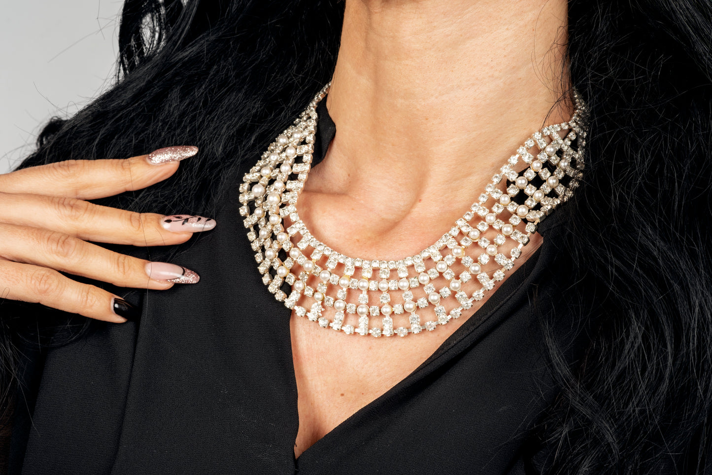 Crystal and bead necklace