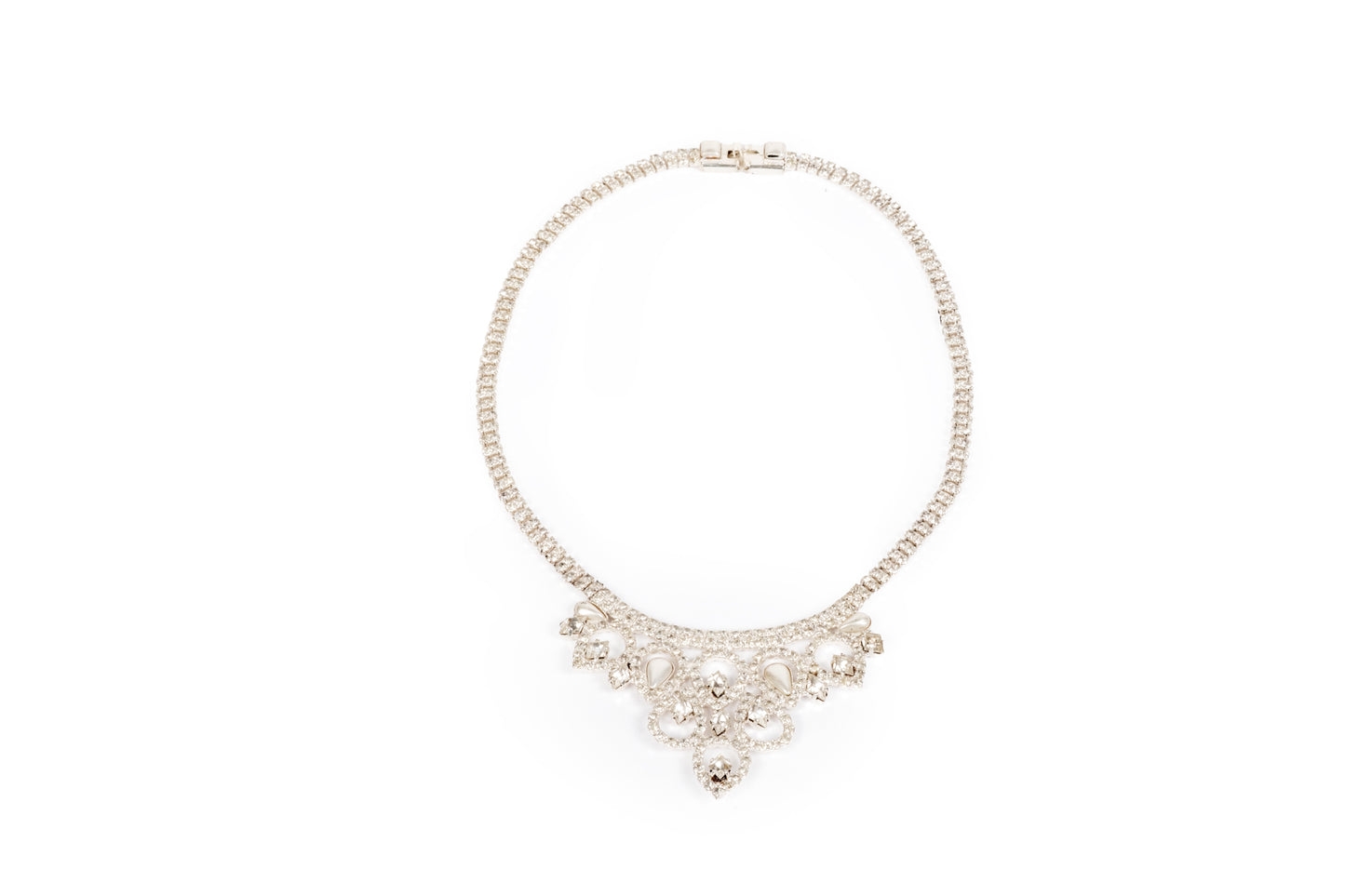 Crown necklace with crystals and teardrop beads
