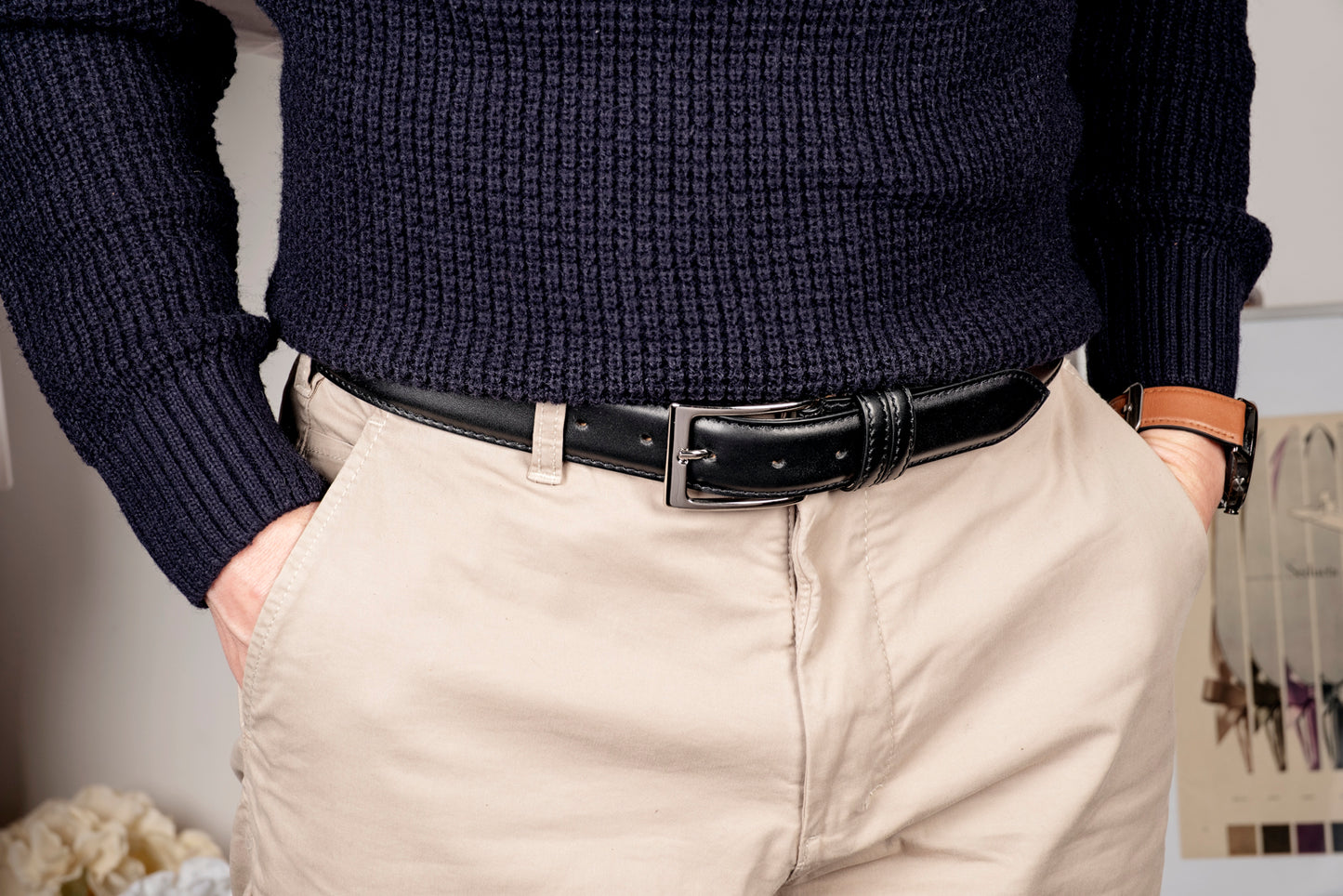 Cintura uomo in vitello nero