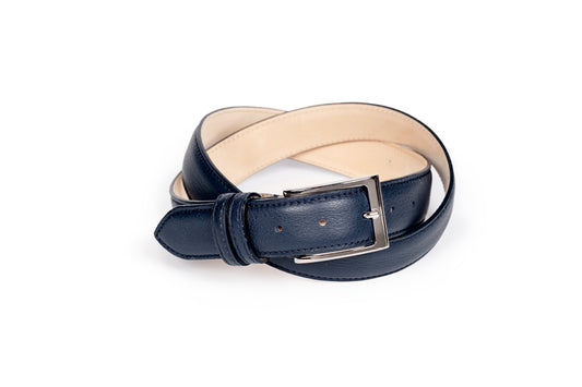 Cintura uomo in vitello martellato blu