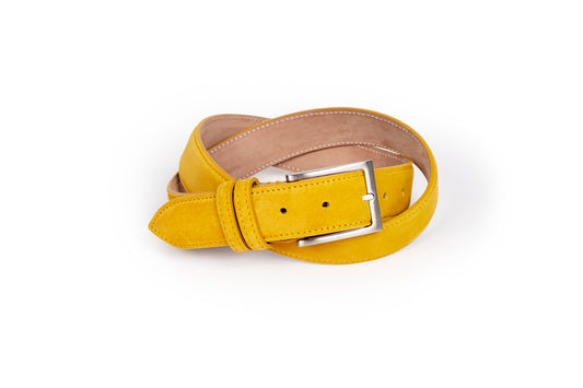 Cintura uomo in scamosciato giallo
