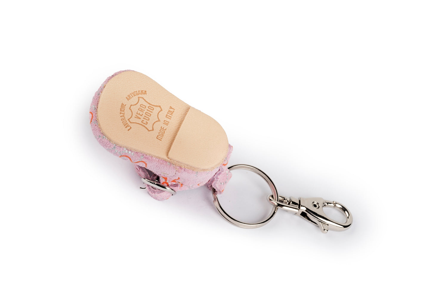 Pink floral baby shoe keyring