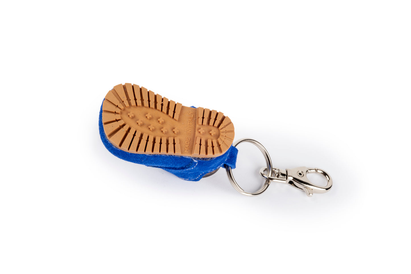 Portachiavi scarponcino blu in pelle