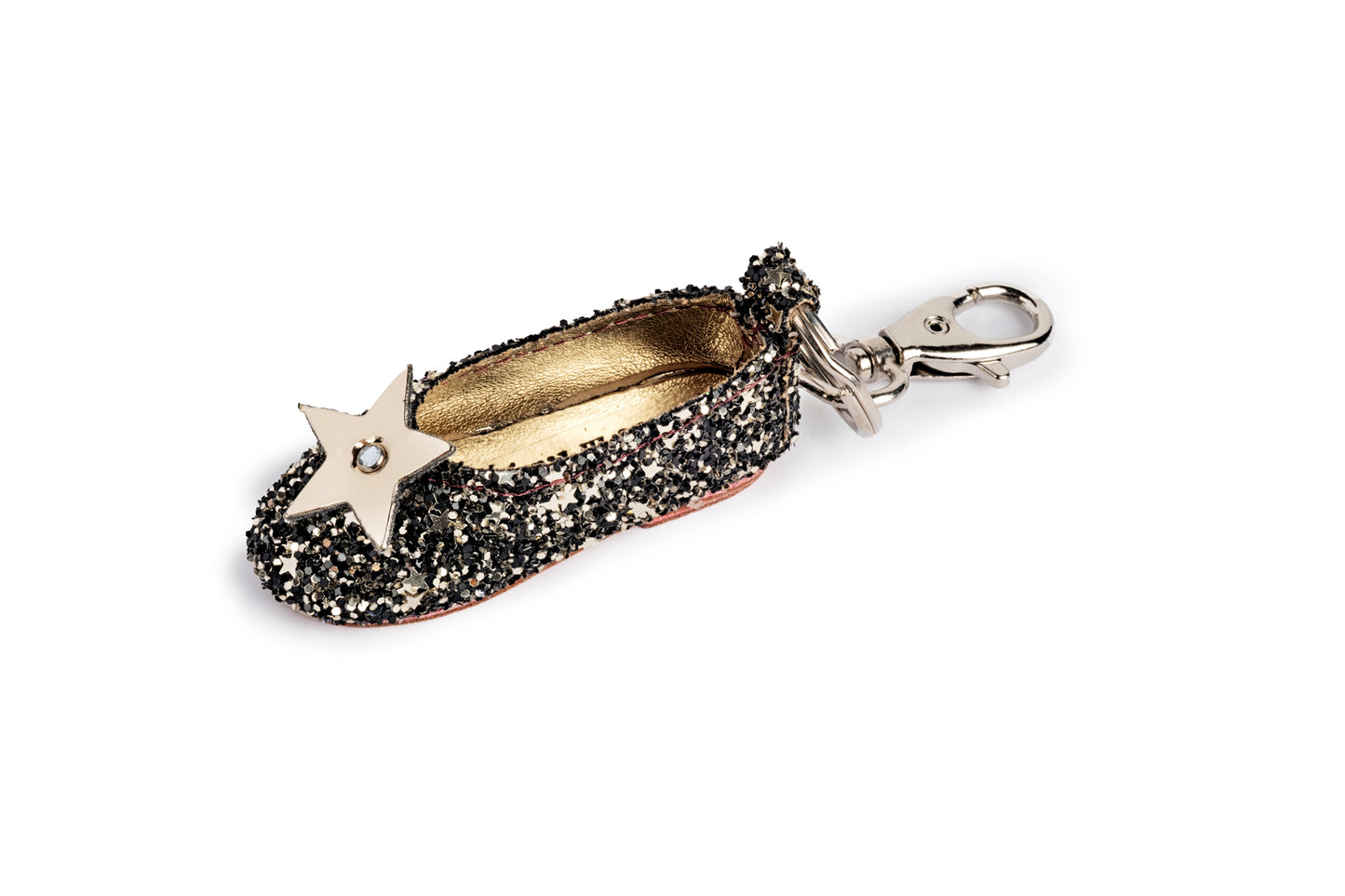 Gold and black glitter ballerina keyring