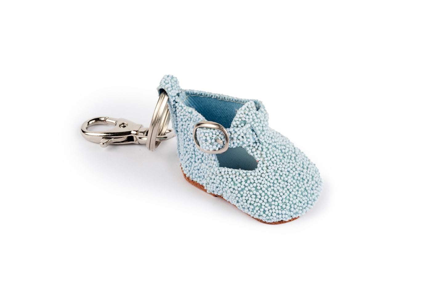 Baby shoe mosaic light blue keychain