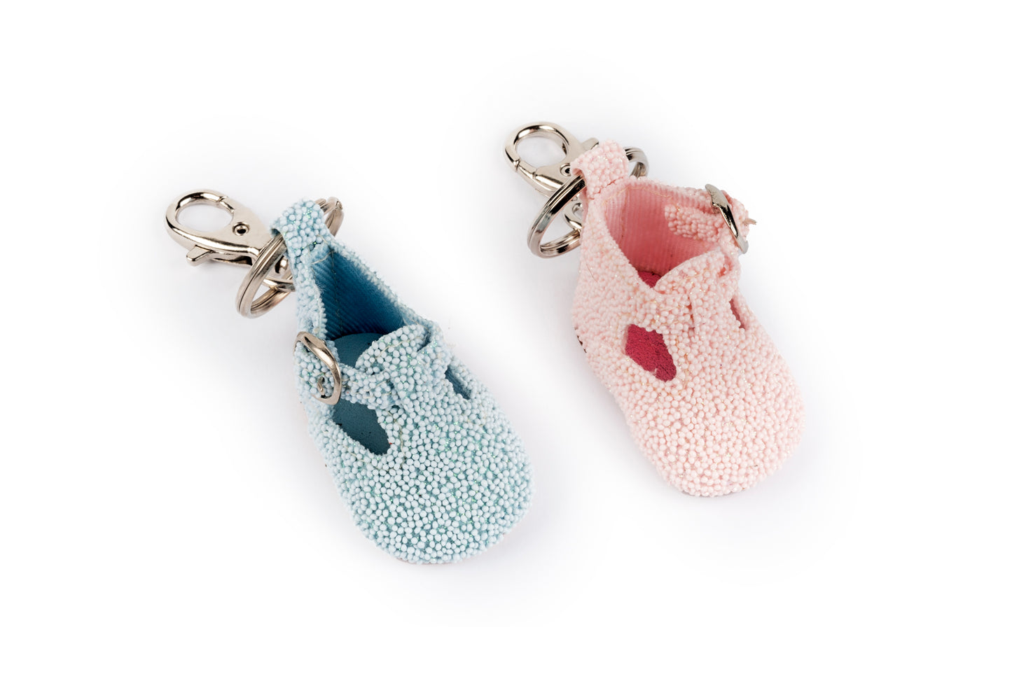 Baby shoe mosaic light blue keychain