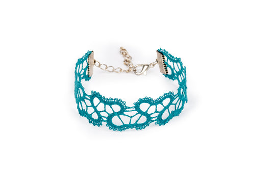 Bracciale in merletto color ottanio