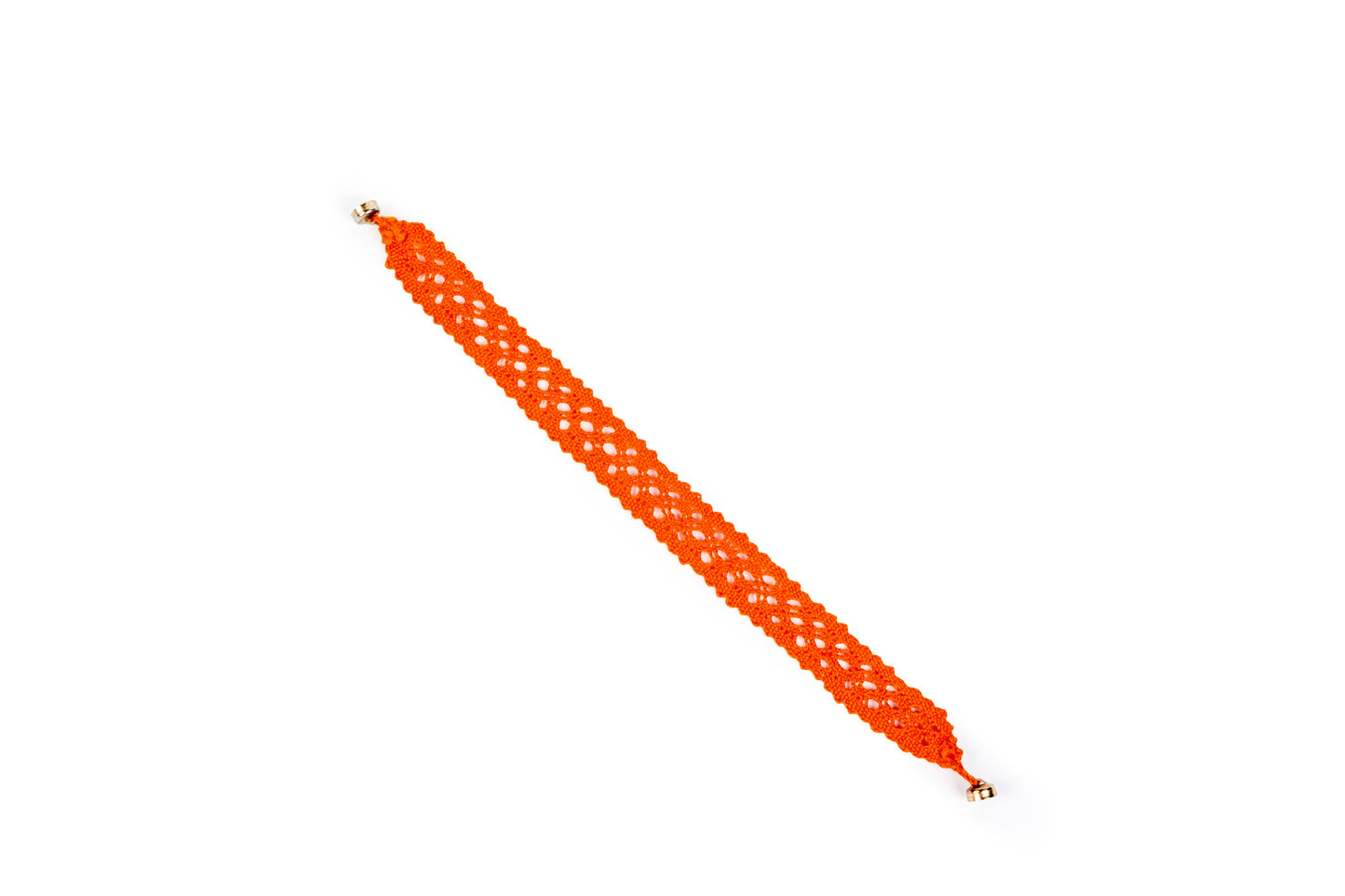 Bracciale in merletto a tombolo colore arancio