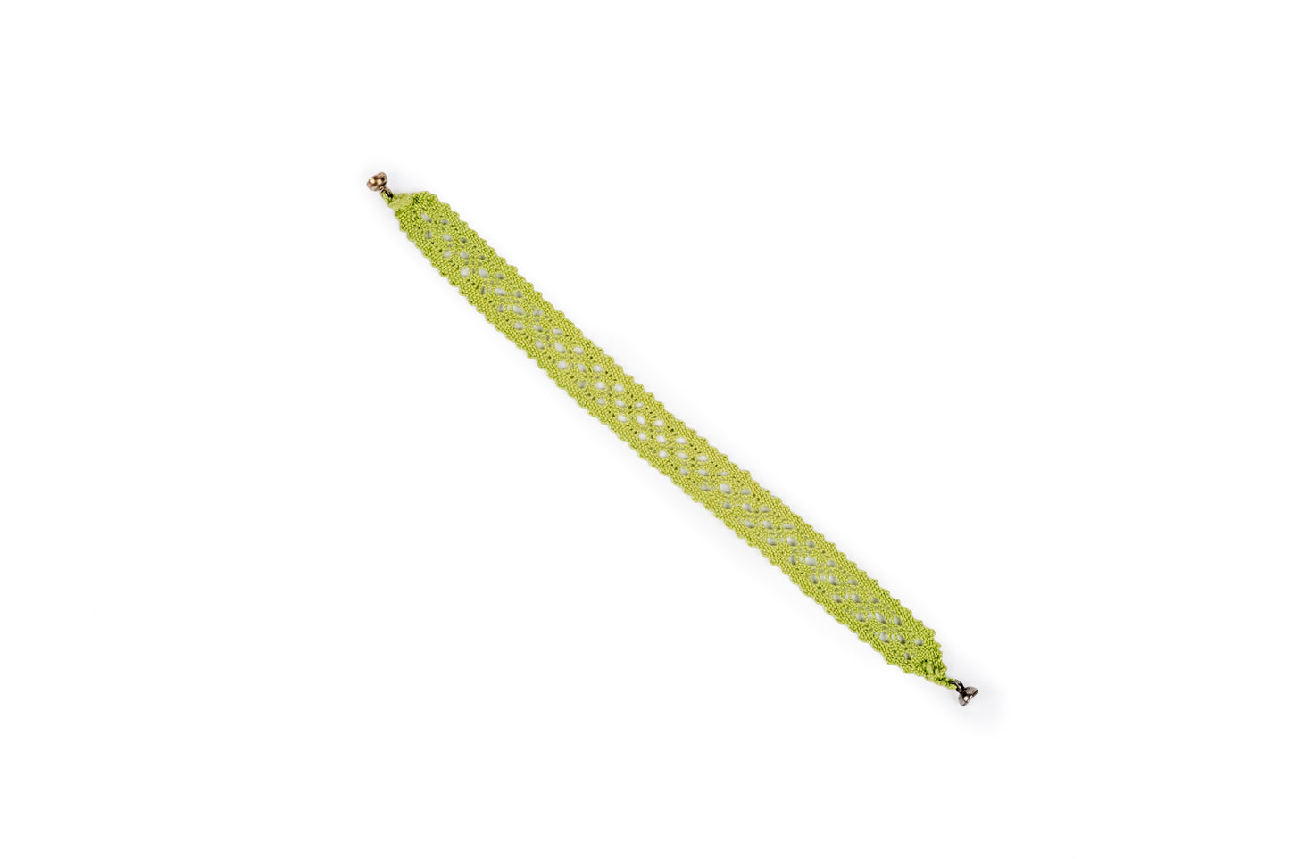 Bracciale in merletto a tombolo colore verde