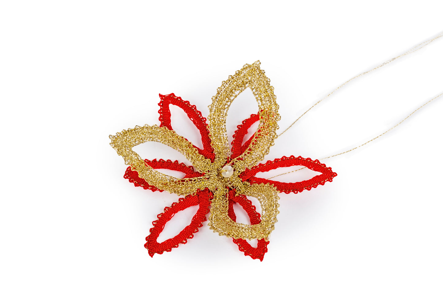 Lace flower Christmas tree decoration with bead