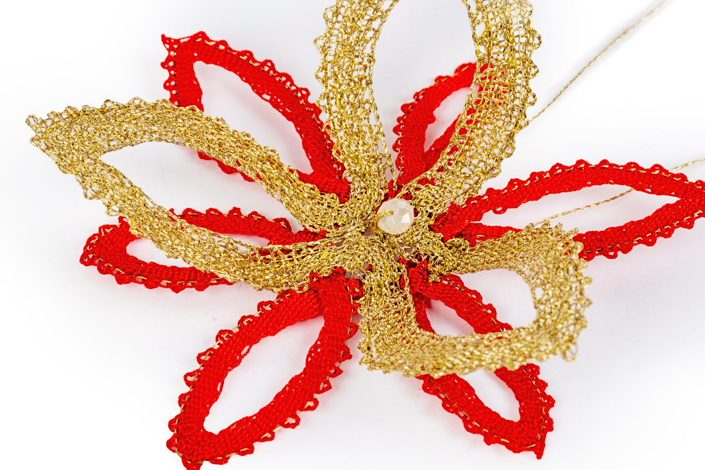 Lace flower Christmas tree decoration with bead