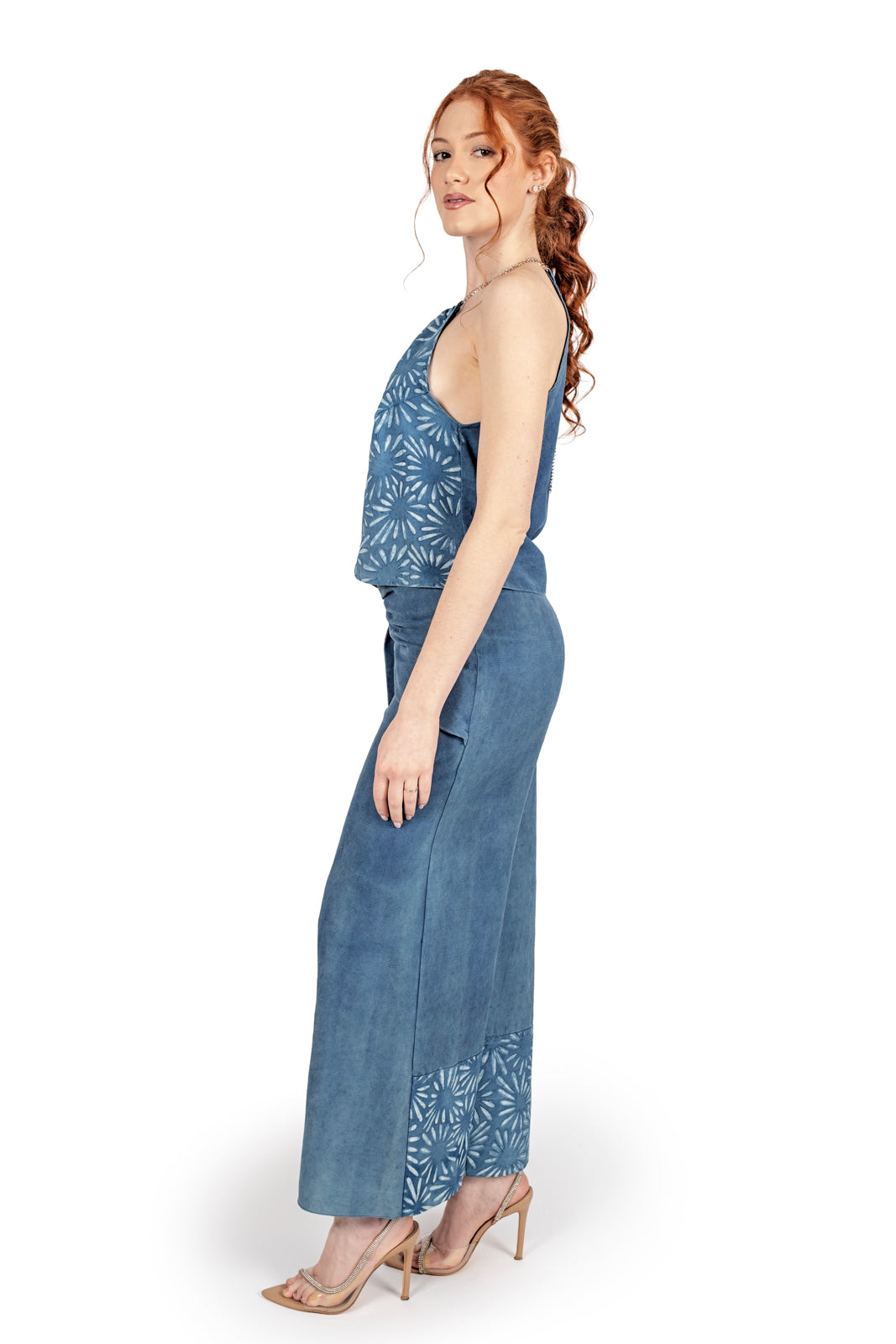 Completo Indigo Soul, shantung di seta a tintura naturale