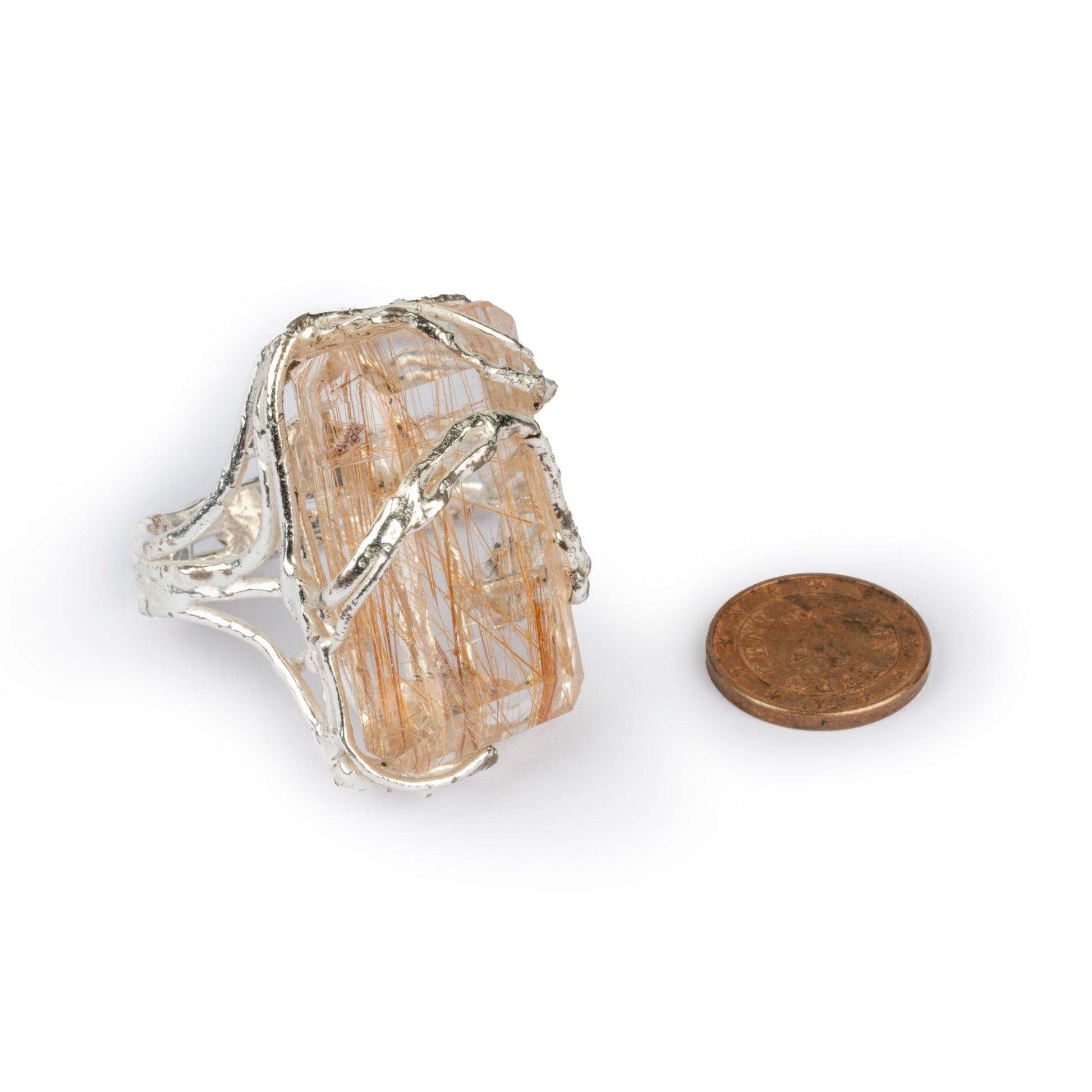 Anello argento 925 con quarzo rutilato