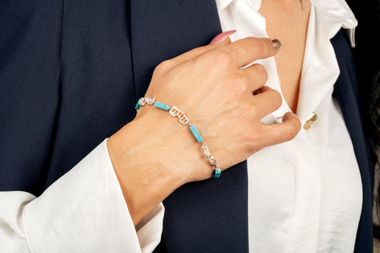 Bracciale argento e turchese