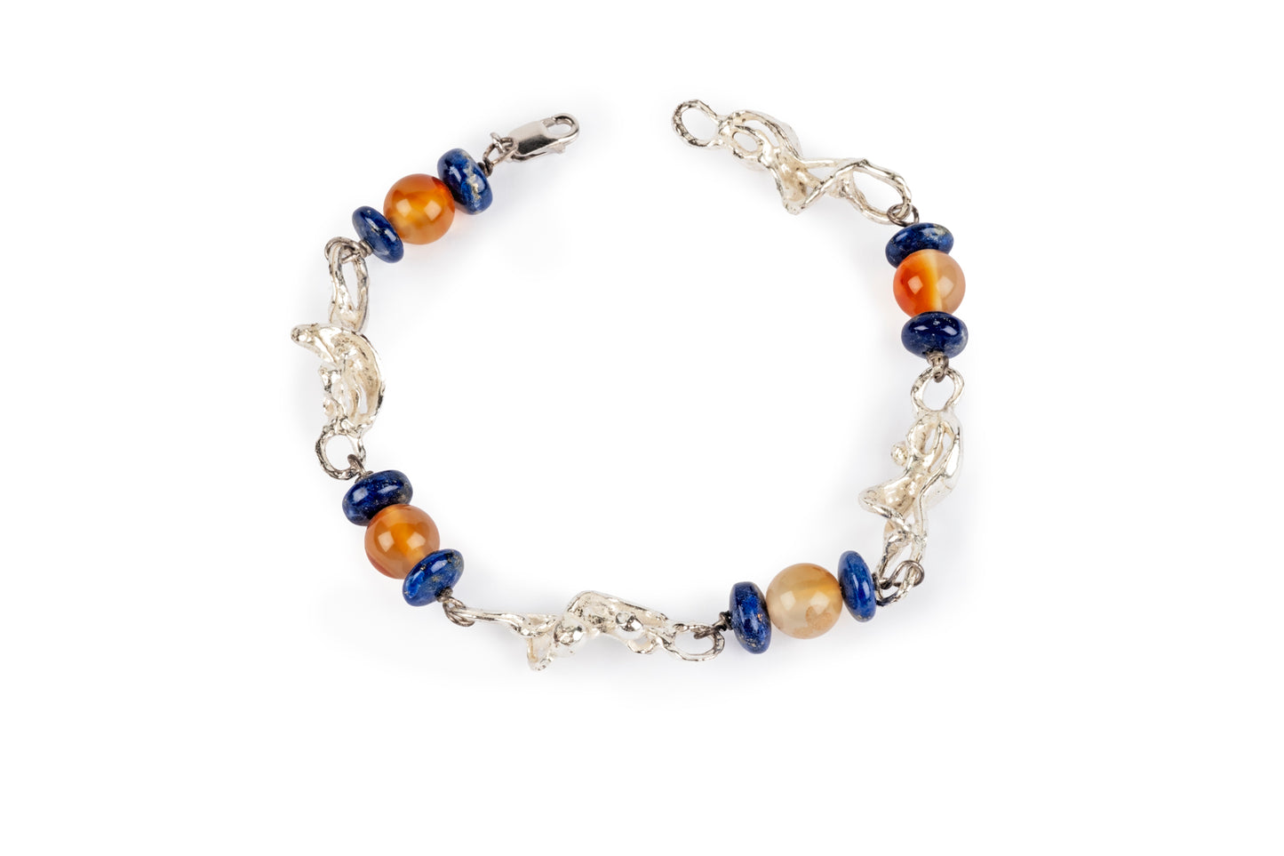 Bracciale argento, corniole e lapislazzuli